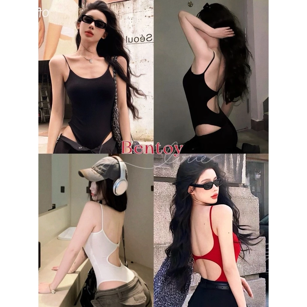 bentoy(2634-1)สายเดี่ยวมีฟองน้ำ เสื้อบอดี้สูท ว้าวหลัง เซ็กซี่ ผ้านิ่ม ใส่สบาย