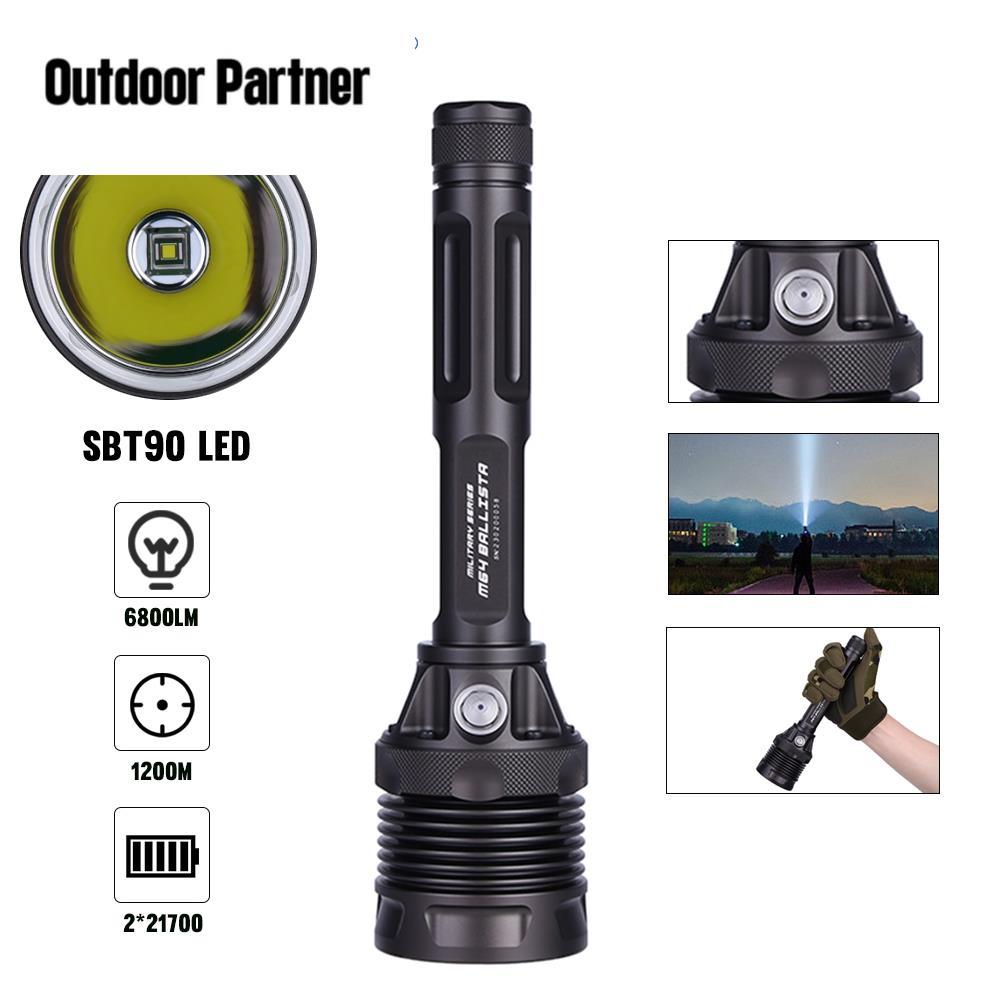 Jetbeam M64 ไฟฉาย 6800LM 200M ช่วง SBT90 ไฟ LED ยุทธวิธีไฟฉายกลางแจ้ง Patrol SOS โคมไฟ