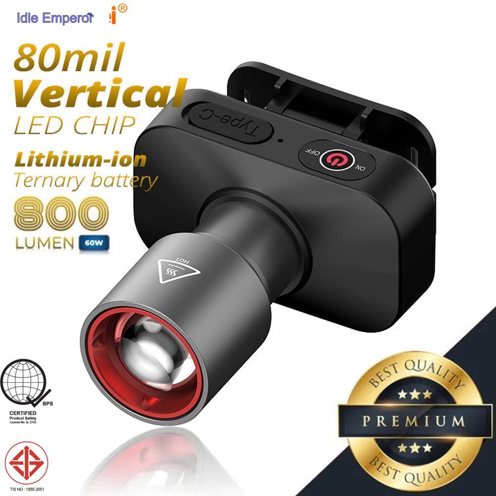 200M Mini Laser Ultra Bright Light ไฟฉายคลิป 1200 Lumens ไฟหน้า Led ที่มีประสิทธิภาพไฟหน้าซูมโคมไฟไฟ