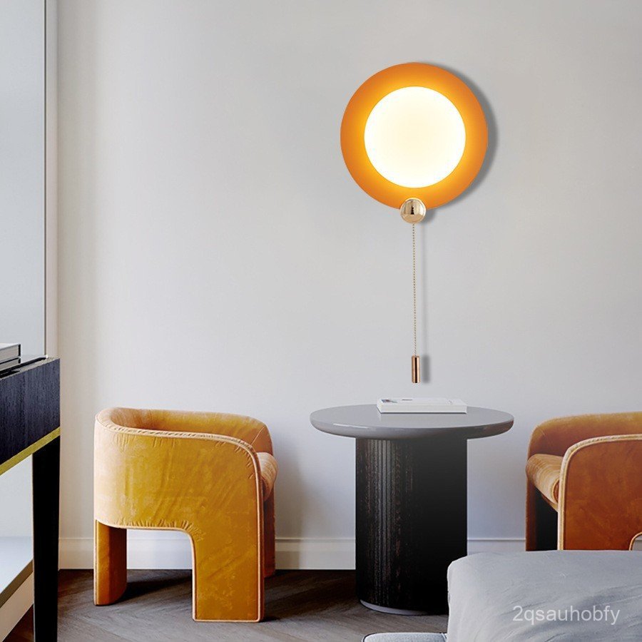 2025Nordic Living Room Wall Lamp Glass Sphere Simple Modern Corridor Lamp Personality Pull Cord Bedr