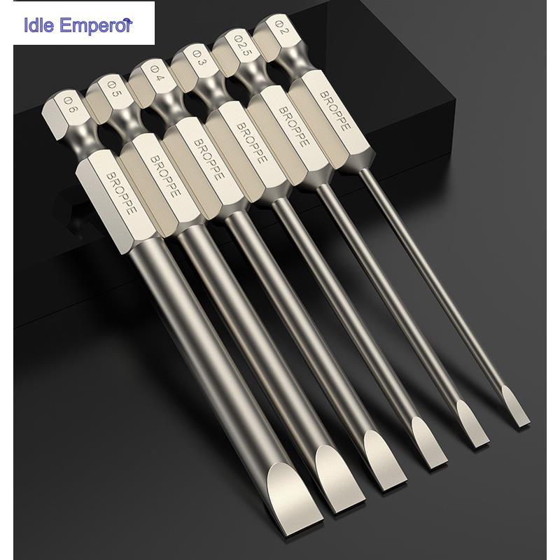 ไขควงแม่เหล็กหัวแบน Slotted Tip Bits 2.0 ~ 6.0 มม.S2 เหล็ก 1/4 "Hex Shank Slotted สกรูไดร์เวอร์บิต