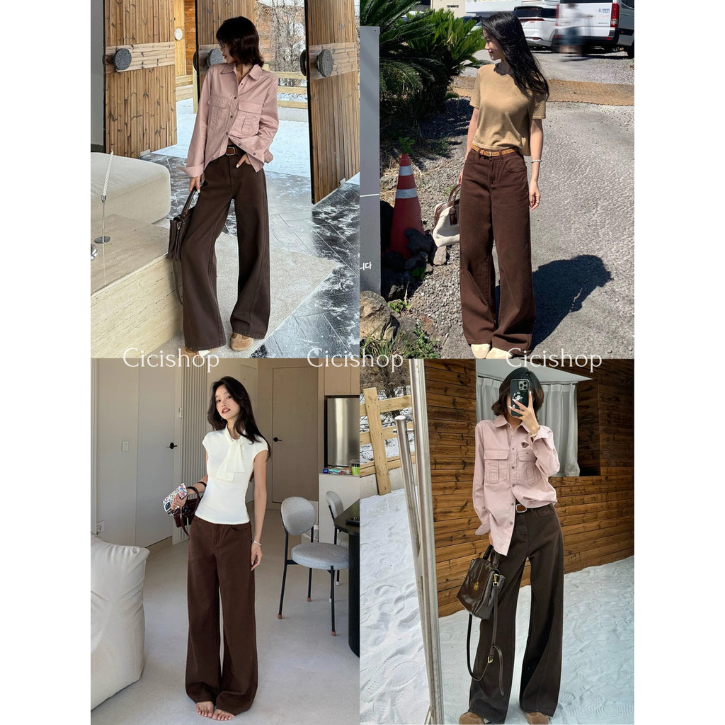 Cicishop(980) กางเกงขายาวสุดฮิตผ้าดีใส่สบายทรงสวยขากระบอกกลางที่จริงใจเหมาะสำหรับทุกวัย น่ารักเท่ห์ๆจึ้งๆสไตล์สาวคาวบอย