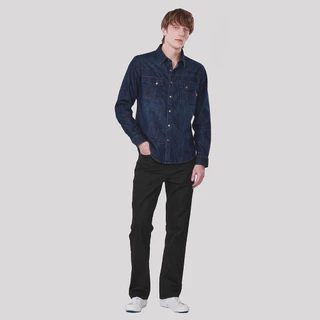 John Henry เสื้อเชิ้ตผู้ชายแขนยาว ทรงเข้ารูป รุ่น JH F425MSLSM12 - สียีนส์เข้ม