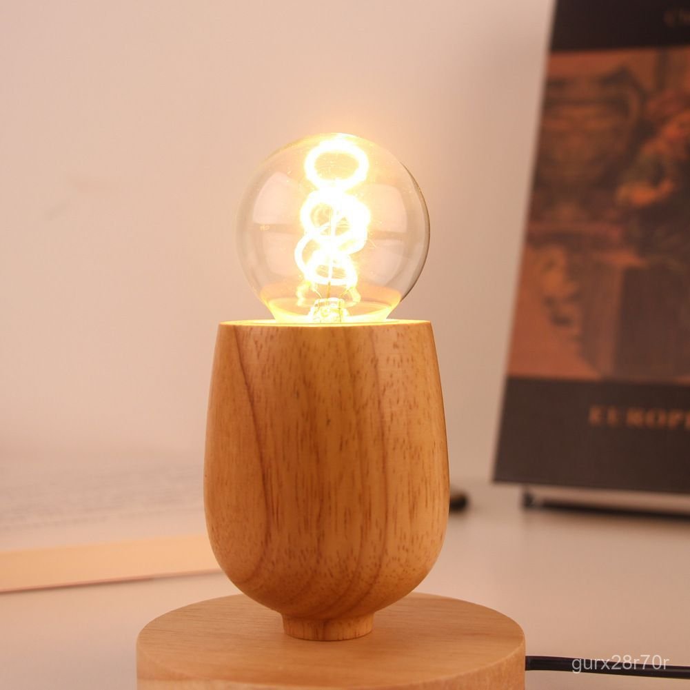 Solid Wood Table Lamp Base Wooden LED Direct plug-in lamp holder lighting accessory with switch cord