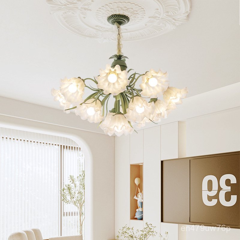 French Country Style Living Room Chandelier Lily of the Valley Flower Lamp Internet Celebrity Retro 