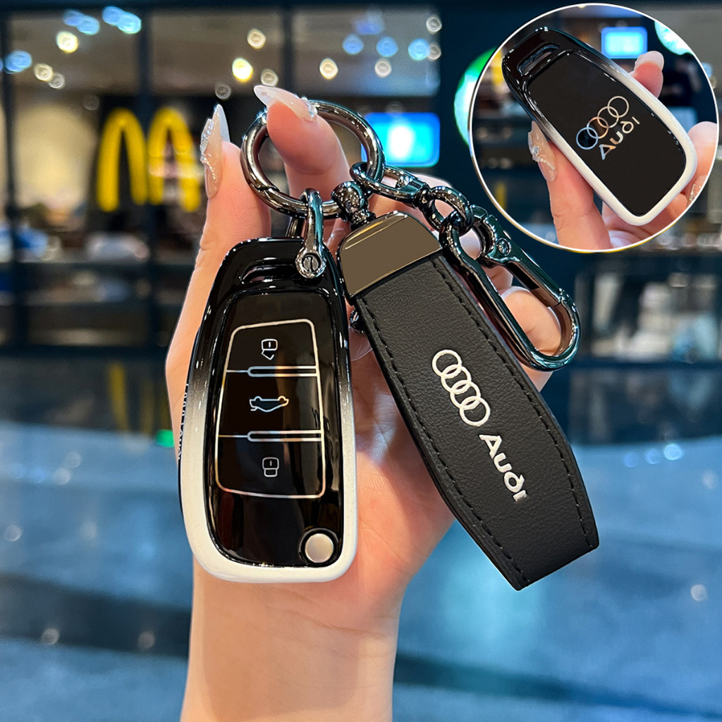 3 ปุ่ม ฝาครอบกุญแจพับได้สําหรับรถยนต์ สําหรับ Audi Q3 Q5 Q7 Q8 TT TTS S3 S4 S6 RS A1 A3 8P 8L A4 A5 