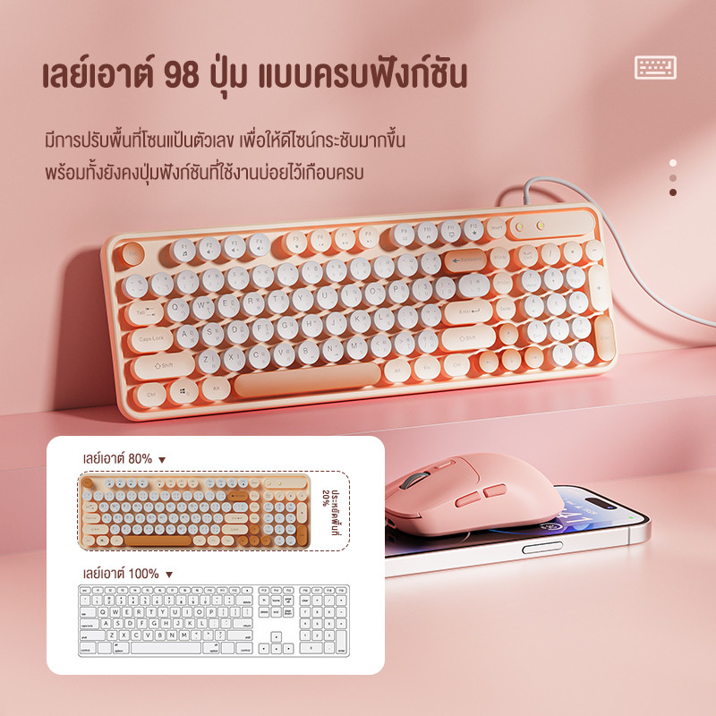 Bajiss keyboard Wired ภาษาไทย คีย์บอร์ด Thai ภาษาไทย 98ปุ่ม รองรับ Windows/IOS/Android คีย์บอร์ดออฟฟิศ ราคา ถูกที่สุด ดีลบีเคเค แกลเลอรีภาพที่ 6