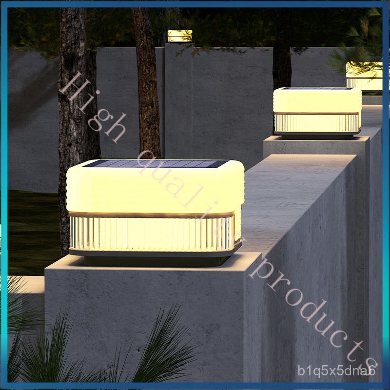 Solar Wall Light Round Pillar Light Outdoor Garden Light Waterproof Gate Pillar Light Gate Light Vil