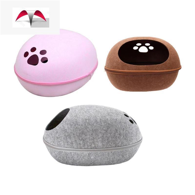 Felt Cat Bed Cave Pet Sleeping Bed บ้านแมวสําหรับแมวในร่ม Kitty Puppy