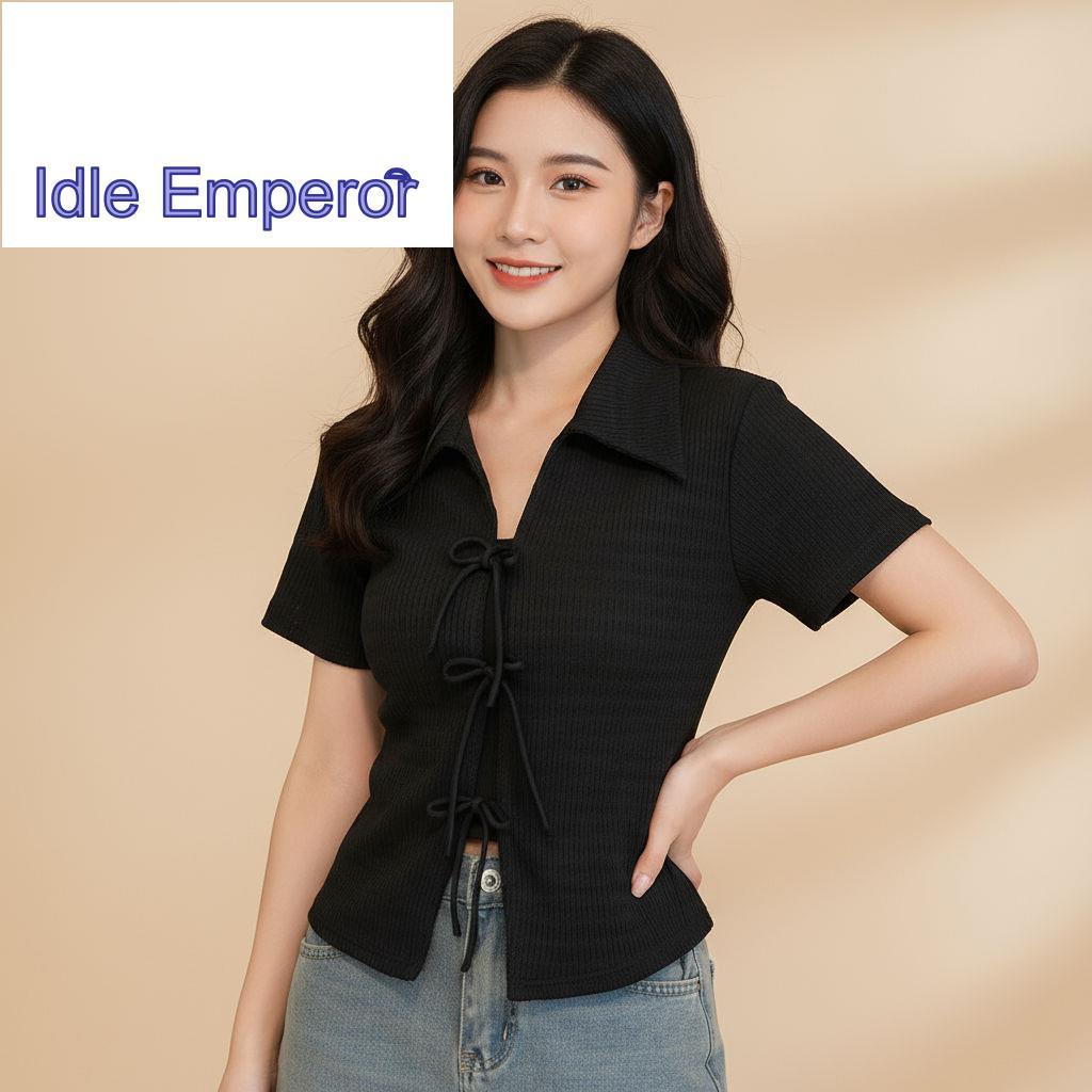 Lovito เสื้อยืดผู้หญิง ลายโบว์ ผ้าแจ็คการ์ด สําหรับฤดูร้อน L87ED028 (หลากสี)