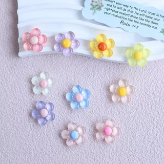 ❮10 ชิ้น❯ เรซิ่นของตกแต่งเรซิน DIY ดอกไม้ห้ากลีบโปร่งใส ดอกไม้คละสีงานฝีมือ ดอกไม้ตกแต่งชิ้นงาน