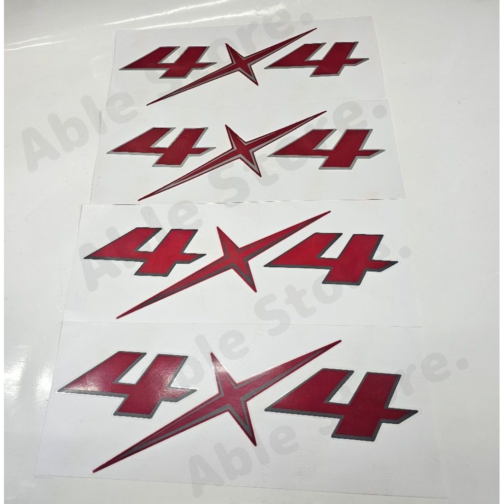 สติกเกอร์ดั้งเดิม 4x4 สีแดง ติดข้างท้ายรถ ISUZU D-MAX V CROSS  มี 2 สี เข้ม และ อ่อน ขนาดและสีเทียบแท้95%
