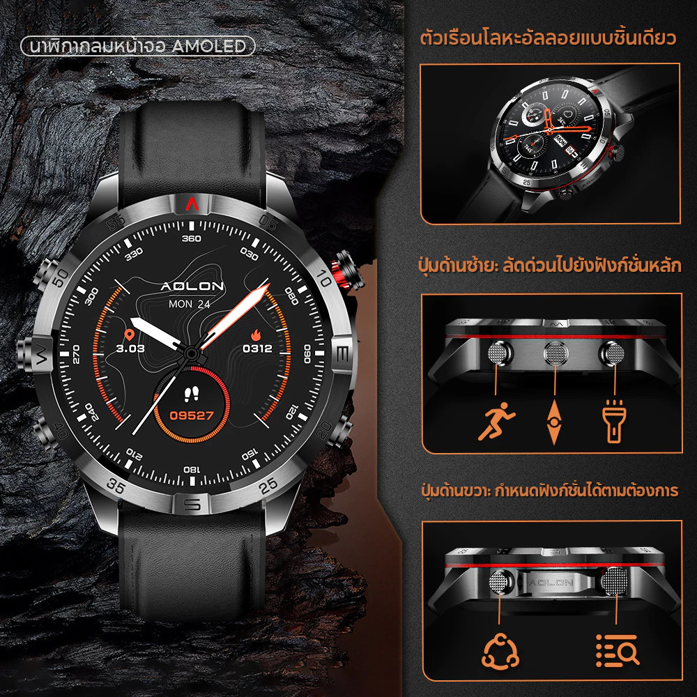 【ใหม่】Aolon GT6 Pro 1.51'' สมาร์ทวอทช์ จอใหญ่ 500mAh smartwatch นาฬิกาวัดความดันและน้ำตาล AMOLED นาฬิกาวิ่ง นาฬิกาโลหะ thumbnail 7
