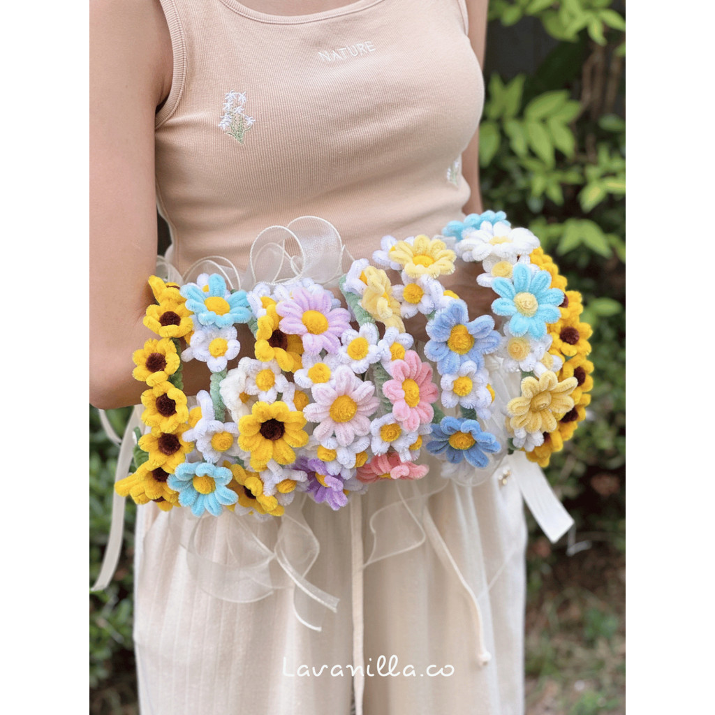 [มีส่งด่วน] มงกุฎดอกไม้ กำมะหยี่ ที่คาดผมดอกไม้ พั้นรักแมว