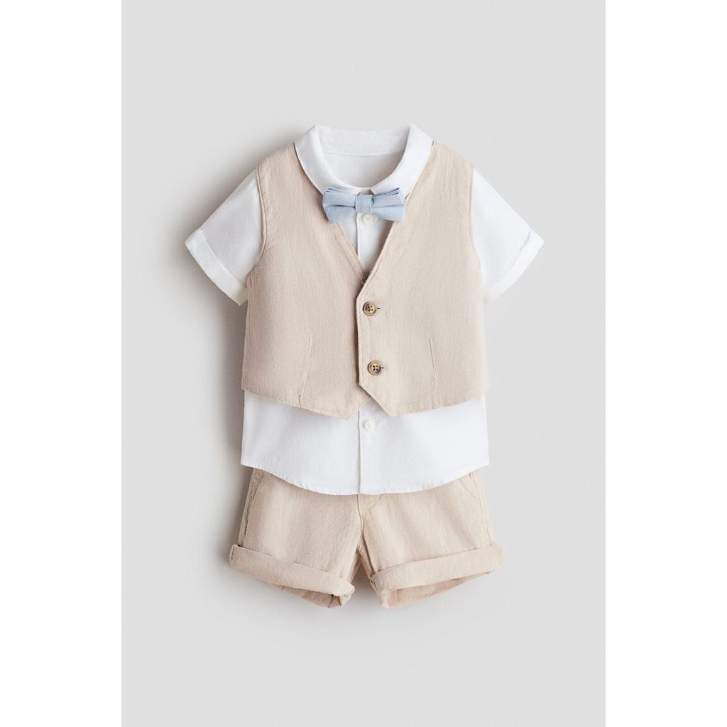 H&M(เอชแอนด์เอ็ม) ชุดเดรสผ้าลินินผสม 4 ชิ้น สำหรับงานเป็นทางการ เด็กทารก 1277667_4