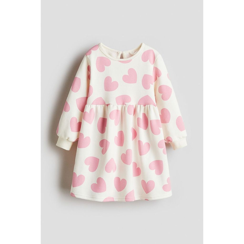 H&M(เอชแอนด์เอ็ม) เดรสสเวตเชิ้ตพิมพ์ลาย Girls Printed sweatshirt dress 1314967_1