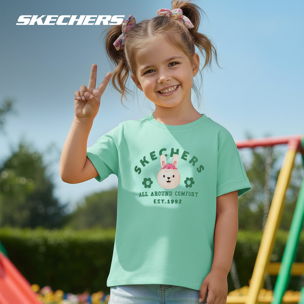 Skechers สเก็ตเชอร์ส เสื้อครอปเด็กผู้หญิง Girl Crop Tee Apparel - SL125G089-MNTG