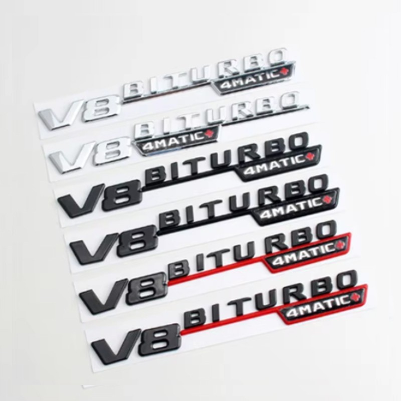 รถ Fender ด้านข้างสัญลักษณ์ V8 Biturbo 4matic โลโก้สําหรับ Mercedes C63S W205 E63S W213 S63 W222 GLC