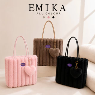 EMIKA กระเป๋าผ้ากำมะหยี่, กระเป๋าถือรักแร้สำหรับผู้หญิง, สไตล์ใหม่ในฤดูใบไม้ร่วงและฤดูหนาว, กระเป๋าลำลองสำหรับเดินทางที่