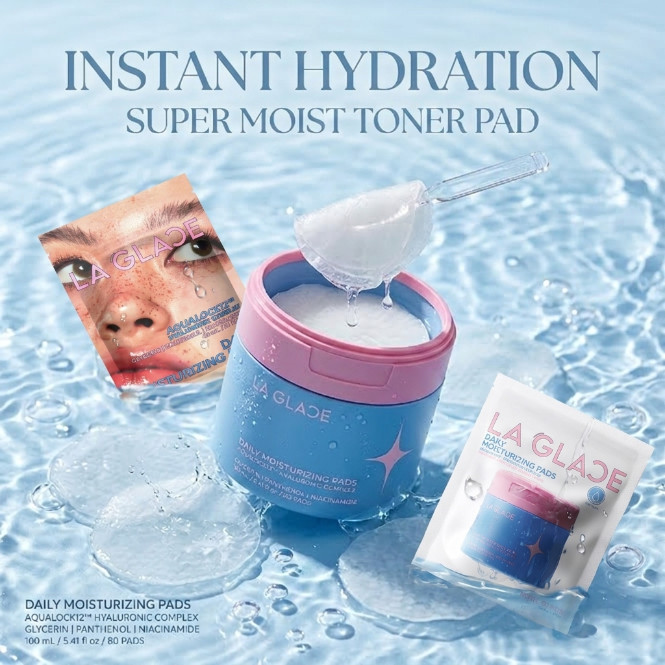 LA GLACE Toner Pads Acne & Moist สูตรเขียว / สูตรน้ำเงิน 80 แผ่น