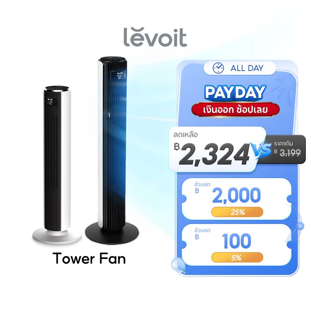 [สินค้าพร้อมส่ง] Levoit Smart Tower Fan LTF-F422/F362/F422Wifi พัดลมอัจฉริยะ ความเร็ว 12 ระดับ เซ็นเซอร์วัดอุณหภูมิ