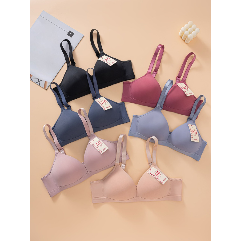 5662#AD Bra เสื้อในไม่มีโครง คัพA/B ผ้าดีมากใส่สบาย32-40 บราไร้โครง ชุดชั้นในผู้หญิงฟองบาง บรา3ตะขอใช้งาน