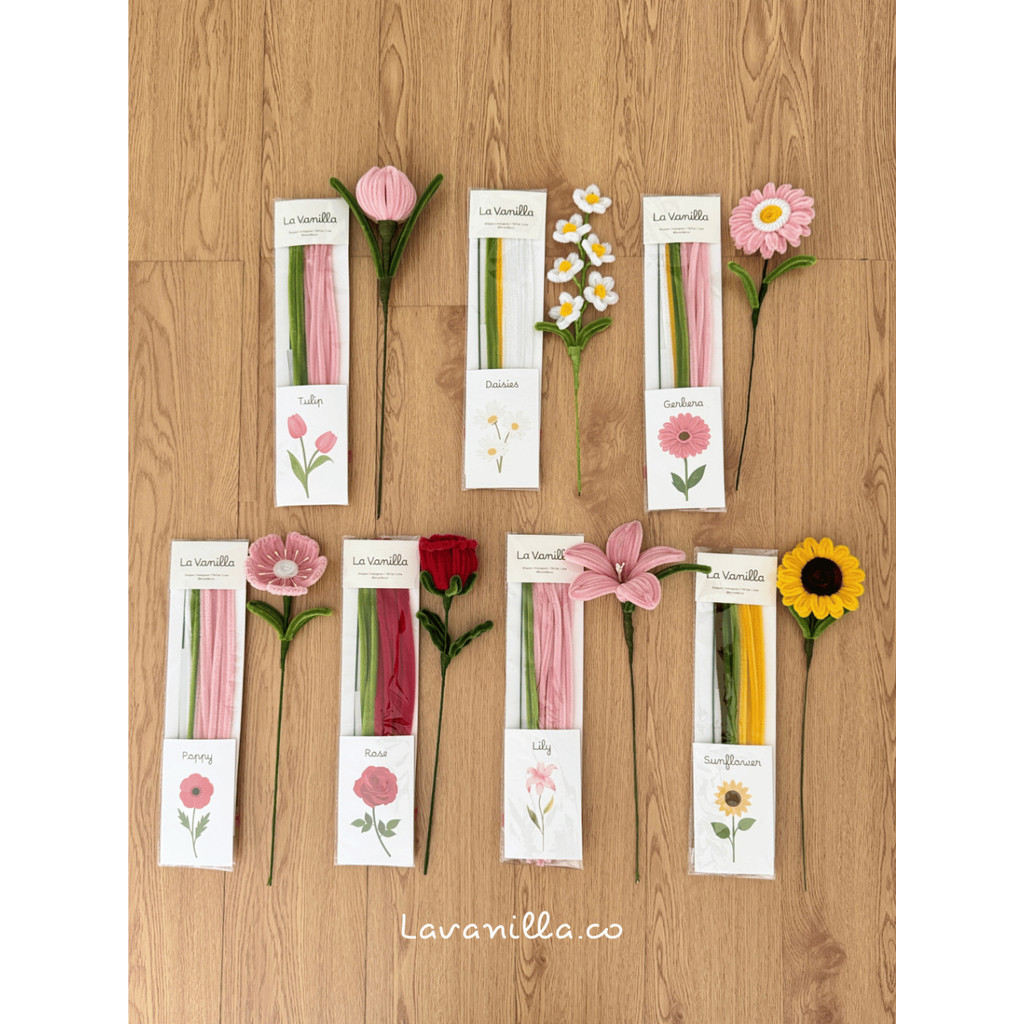 [มีส่งด่วน] ลวดกำมะหยี่ Setลวดกำมะหยี่ DIY ดอกเดซี่ กุหลาบ ลิลลี่ ทิวลิป เยอบีร่า ทานตะวัน ป็อปปี้