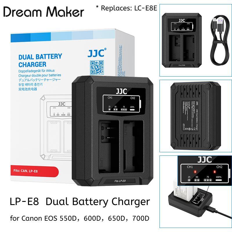 Dual Battery Charger เปลี่ยน LC-E8E สําหรับ LP-E8 Canon EOS 550D 600D 650D 700D แบตเตอรี่กล้อง, 2 ช่