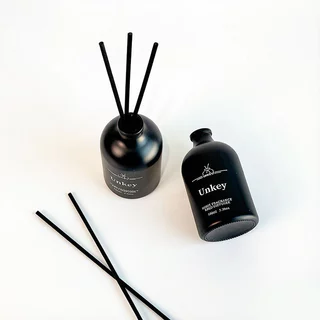 Aroma ขวดเปล่าน้ำมันหอมระเหย 100ml สีดำด้าน พร้อมก้านไม้ ดีไซน์หรู เติมกลิ่นได้ตามชอบ