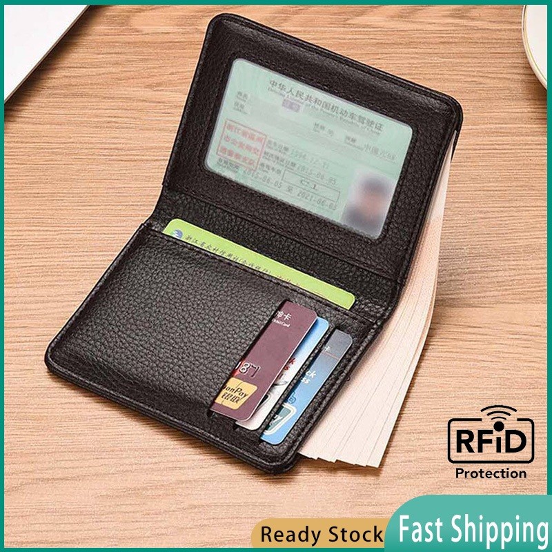 กระเป๋าใส่บัตร Slim Wallet หนังแท้ บางเฉียบ กันน้ำ RFID ใส่บัตรเครดิต ส่งจากไทย ของขวัญผู้ชาย นักธุรกิจ สีน้ำตาล