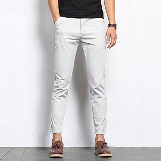 กางเกงขายาวชิโน่ ผ้ายืด ทรงกระบอกเล็ก (Slim-fit)