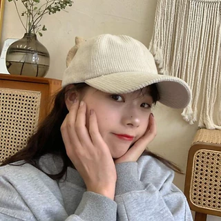 [W0063] หมวกแก๊ป กำมะหยี่ลูกฟูก ทรงเบสบอล ปรับสายได้ สีพื้น มินิมอล cap Ins หมวกแฟชั่น