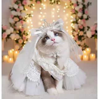 DoggyDolly ชุดสูท ทักซิโด้ เจ้าสาว แต่งงาน สุนัขและแมวขนาดเล็ก ชุดราตรีสัตว์เลี้ยง พรีเวดดิ้ง สวยหรู