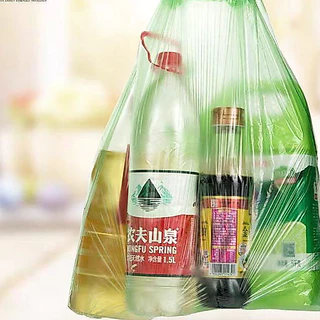 ถุงขยะ หูหิ้ว พลาสติก มีหูหิ้วไม่ต้องกลัวเลอะ สีดำ 1 แพ็ก 15 ใบ