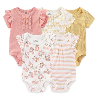 Kiddiezoom 5 ชิ้นแฟชั่นฤดูร้อนการ์ตูนเด็กทารกชุดบอดี้สูทนุ่มผ้าฝ้าย 100% ทารกแรกเกิด Oneises