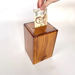 ออมสินแบบเปิดไม่ได้ไม้สัก(ทุบอย่างเดียว)ใส่แบ้งค์1,000 แบบไม่ตัองพับช่วยให้เก็บออมแบบจริงจัง💰💵💸