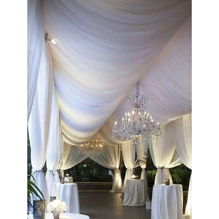 ผ้าชีฟอง เนื้อเรียบละเอียดนุ่มพริ้ว ทำBackdrop งานแต่ง งานสวน