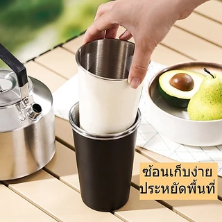 ( ขนาด 350 ,500 ML) แก้วแสตนเลส 304 อย่างดี แข็งแรง ทนทาน ไม่ลอก ไม่ดำ-SUS304