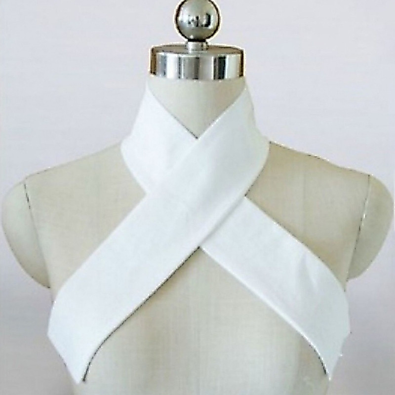 Chinese Style White Detachable False Collar for Ancient Dress Skinny Long Scarf