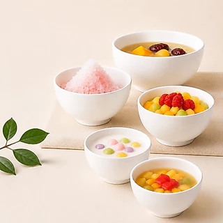 ถ้วยเซรามิค ทรงกลม ทรงเกาหลีมีขอบ สีขาวมินิมอล ขนาด 4-8 นิ้ว (Set ถ้วยสีขาว)