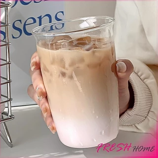 Fresh ถ้วยแก้วใส่เครื่องดื่ม ขนาด 300ML 400ML สําหรับใส่นม กาแฟ น้ําผลไม้ glass coffee mug