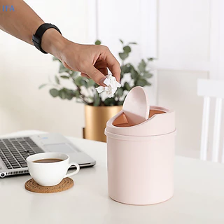 IFA Mini Desktop Bin ถังขยะขนาดเล็กหลอดพร้อมฝาครอบห้องนอนถังขยะขยะสามารถทําความสะอาด Workspace กล่องเก็บบ้านโต๊ะดี