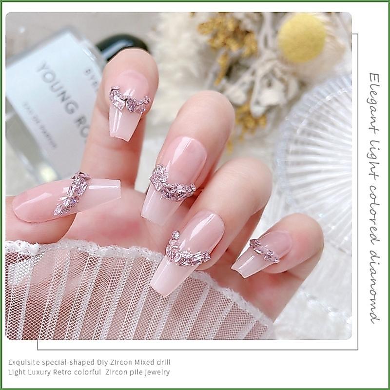 BON Nail Rhinestones คริสตัลแบนเพชรไม่สม่ําเสมอ 3D ตกแต่งเล็บ