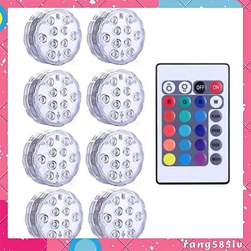 10 LEDs RGB Submersible Light Aquarium กันน้ําใต้น้ํา Night Pool Light Ambient Light สําหรับ Garden 