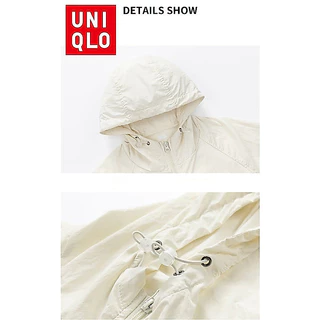 แจ็คเก็ตกันแดดแบบบางสำหรับผู้หญิง Uni.qlo UPF50+ ฤดูร้อน แจ็คเก็ตกันแดดมีฮู้ด แจ็คเก็ตซิปคาร์ดิแกน