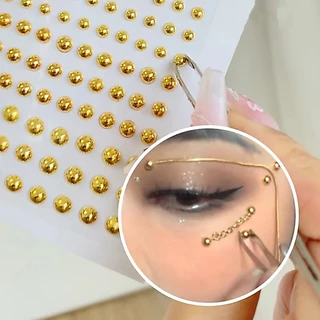 Piercing Jewelry Sticker สติ๊กเกอร์จิว 3D แบบไม่เจาะ หมุดกลม สีเงิน สีทอง ใช้ตกแต่งใบหน้า มีกาวในตัว ติดแน่น