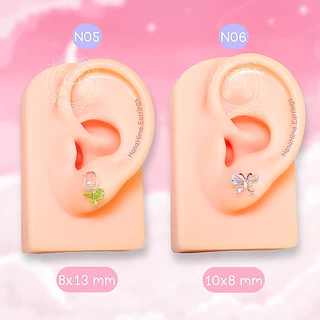 HanaHime.Earrings - ต่างหูเรืองแสง โบว์ ผีเสื้อ ดอกไม้ set2 ต่างหูก้านพลาสติก