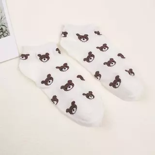 แพ็ค5คุ่ พร้อมส่ง ถุงเท้าข้อสั้น สไตล์น่ารักๆลายหมีน้ำตาล 🐻 P