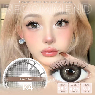 คอรแทคเลนส์ [0.00~-6.00] UYAAI K4 series คอนแทคเลนส์สี 14.5mm Blue Gray Brown คอนแทคเลนส์รายเดือน
