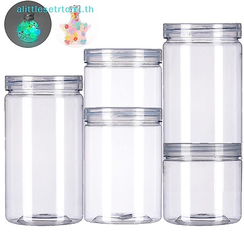 Alittlese ล้างปิดผนึกถังปิดผนึก Jar พร้อมฝาปิดถังเก็บวงกลมกระป๋องอ่อนนุช Jar เบ็ดเตล็ดถังเมล็ดพืชขวดพลาสติก TH